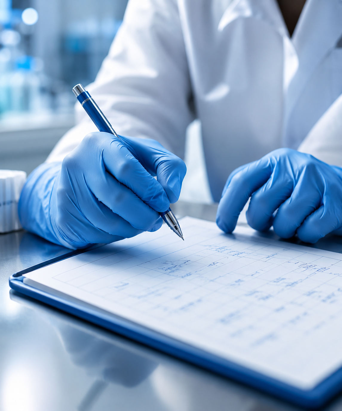 Researcher writing notes